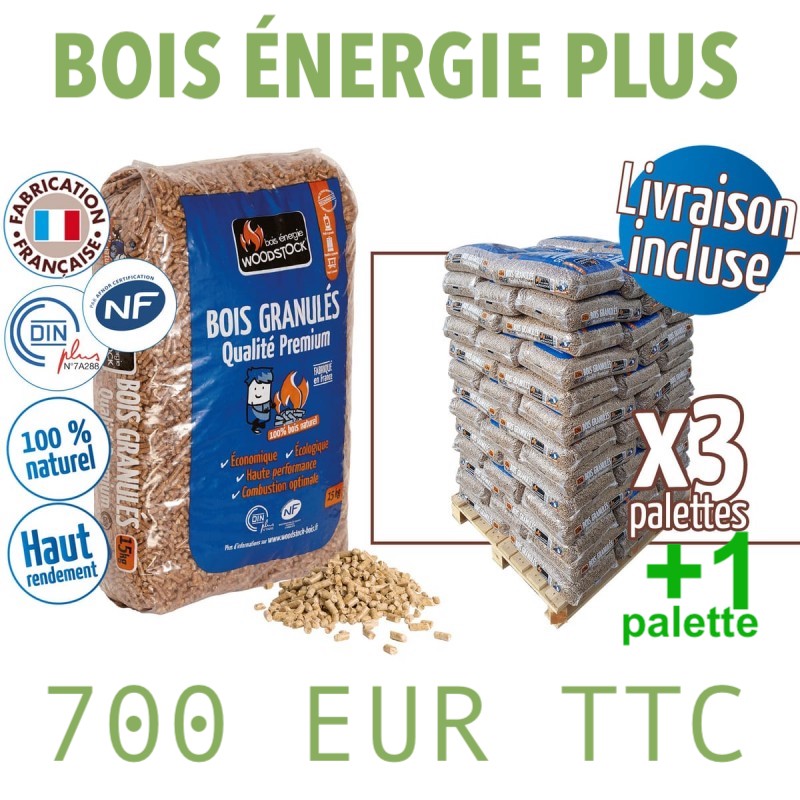 3 PALLETS + 1 GRATIS WOODSTOCK HOUTPELLETS